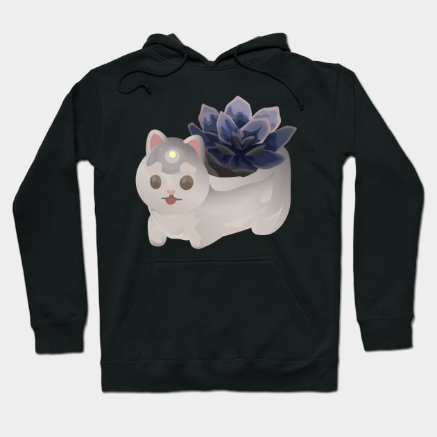 White Succulent Cat! Hoodie by emiliapapaya